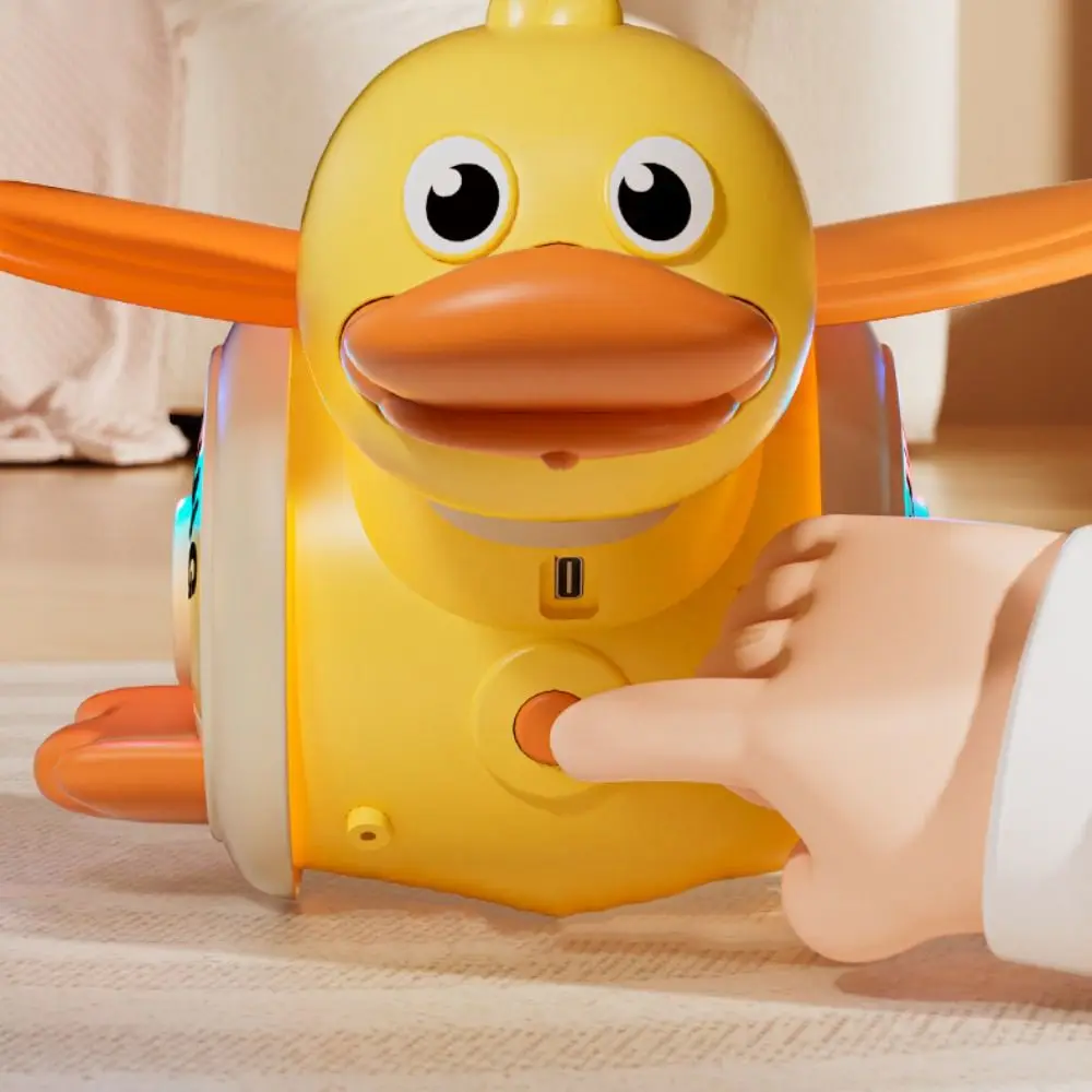 Plastic Electric Duck Musical Toy Sound And Light Simulation Rotating Foraging Duck Toy Movable Flexible