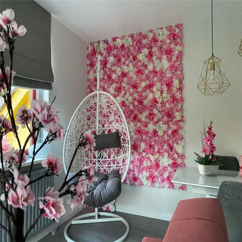 

1 Piece DIY Artificial Flower Wall Panel Romantic Silk Rose Hydrangea Decor for Wedding Marriage Scene Background Decoration