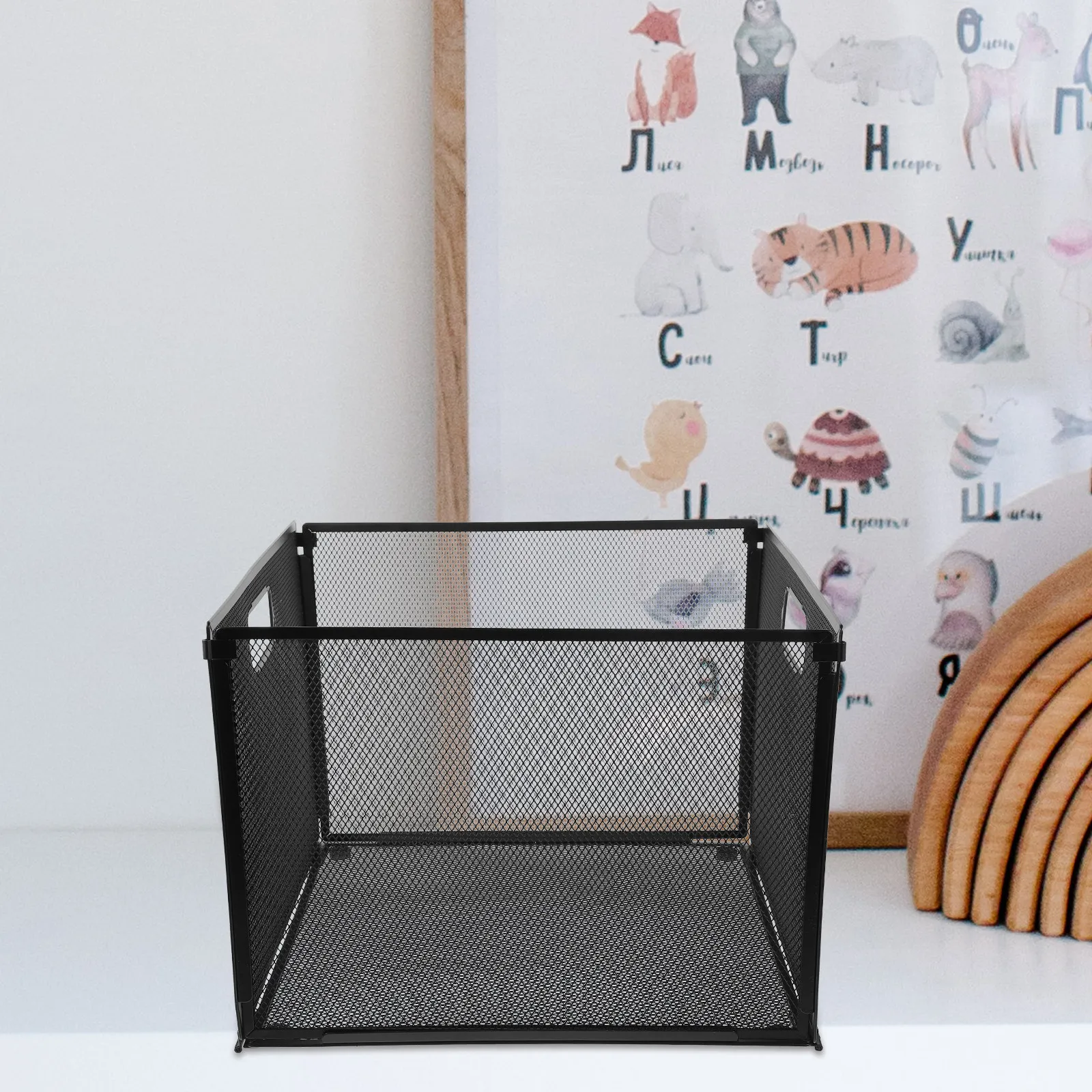 Metal File Holder Foldable Thickened Mesh Organizer Desktop Storage ...