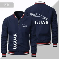 2024 Men's Jaguar Logo Printed Jacket Zippered Cardigan Motorcycle Racing Jacket Windbreaker Outdoor Casual Wear