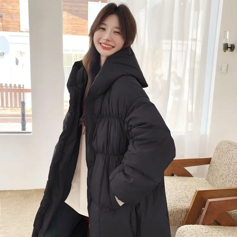 冬用ユーロ新作レディースダウンジャケット通勤用フード付きスプライシングハイストリート暖かいダウンジャケット