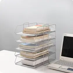 Desktop Organizer Empilhável File Rack, Storage Tray, Simples, Minimalismo, A4, Ferro Certificados