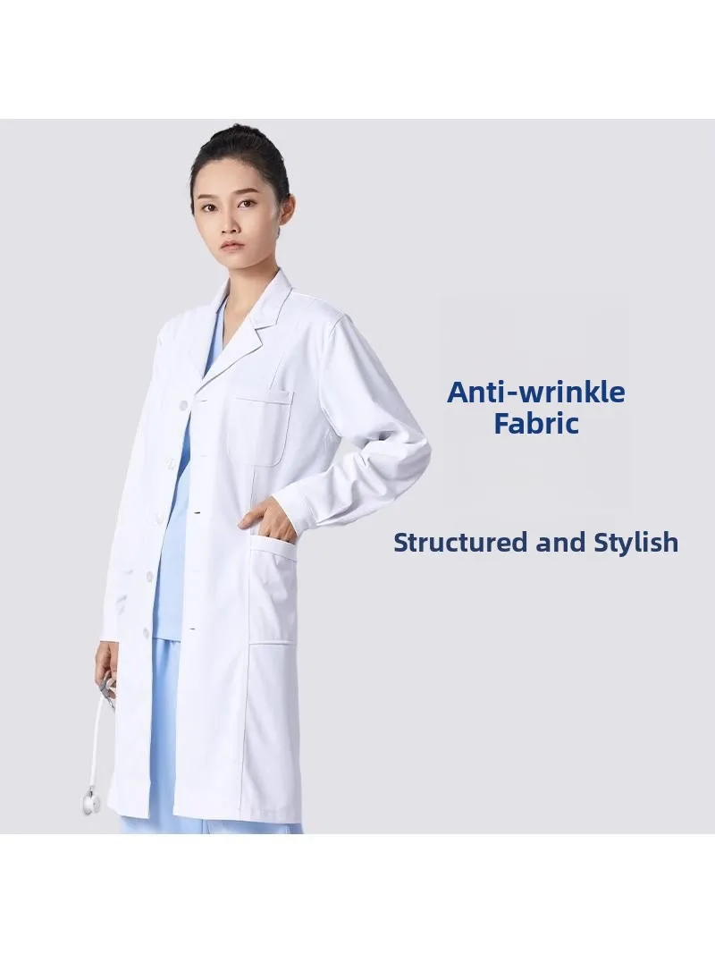 

Утепленный белый халат с длинными рукавами от морщин, для врачей и студентов, унисекс, осенне-зимний, хлопковый, для лабораторных работ