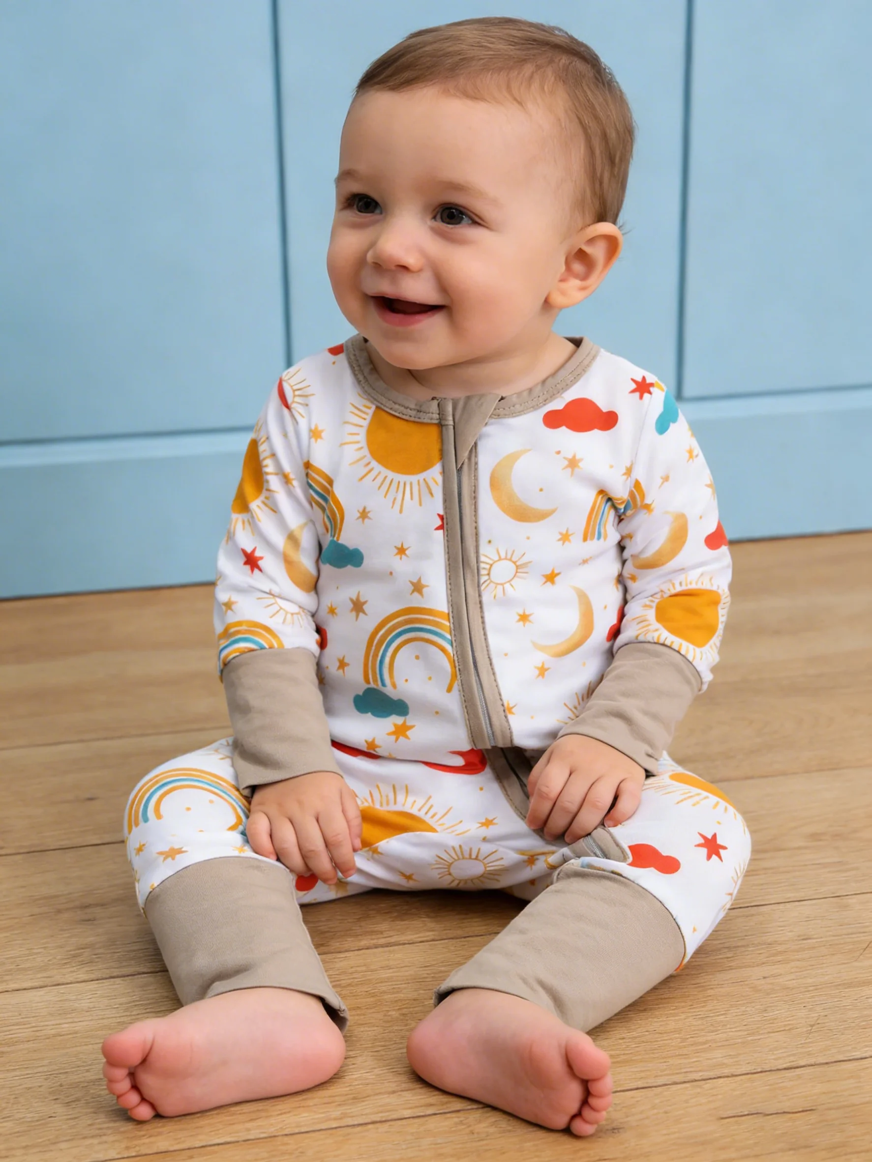 

Детский комбинезон из бамбукового волокна: мягкий и нежный для кожи малыша, на молнии, подходит для всех сезонов, 0-24 месяца