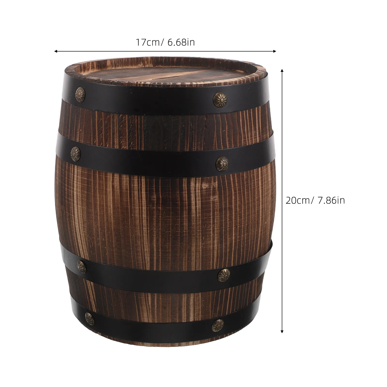 Large Wooden Barrel Piggy Bank Handmade Money Box Rustic Decorative Savings Bank for Study Living Room
