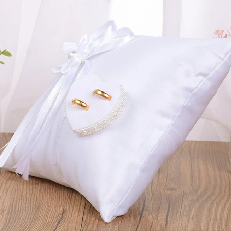 1PC 7.8" Satin Hearts Decoration Wedding Ring Bearer Pillow Romantic Wedding Party Ceremony Ring Box image 5