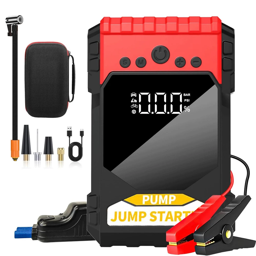 

5 in 1 Multifunctional Universal Jump Starter for 12V Car, Portable Jump Starter with Air Pump Air Compressor for Multi-device