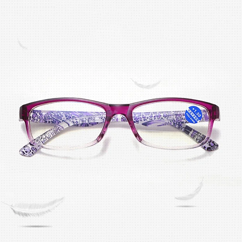 New Senior Citizen Anti Blue Light Reading Glasses Coating Film Resin Lenses Printing Red Frame Women Presbyopia Eyeglasses