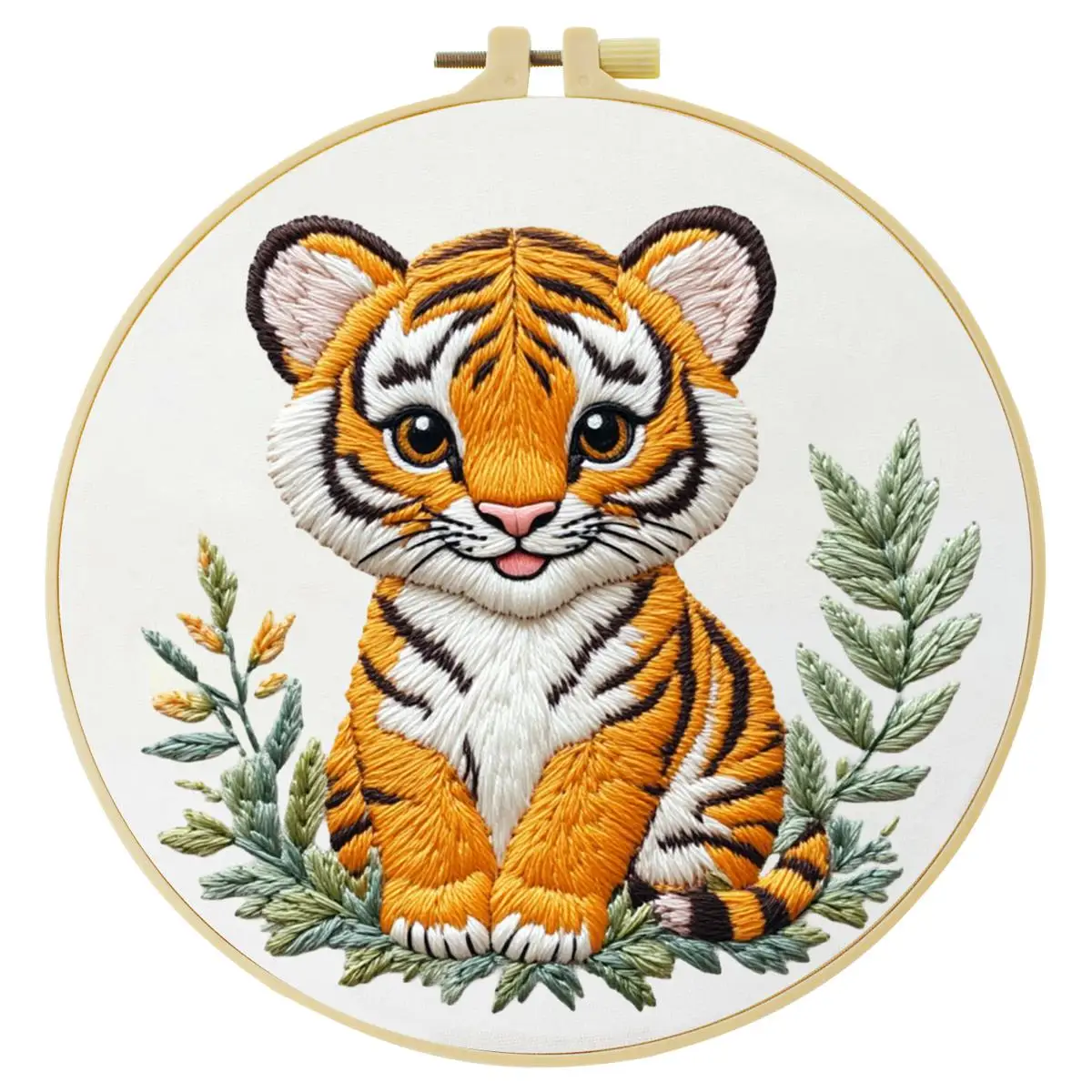 1 Stück 20X20CM/15X15CM 7,87/6,3 Zoll Stickerei-Starter-Kit DIY-Kit DIY-Stickerei-Set für Anfänger Tiger – Detail 3
