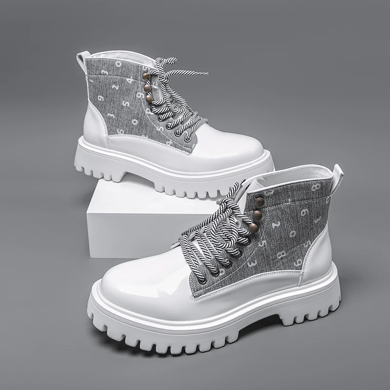 

Autumn thick-soled height-increasing wear-resistant British-style shiny formal casual shoes high-top boots