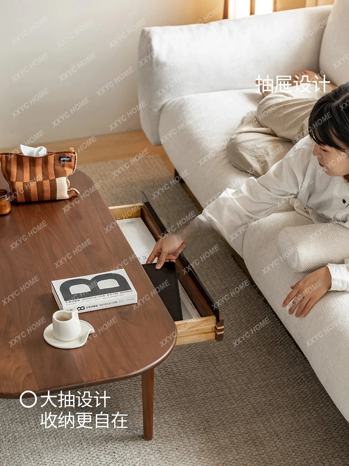 Household low table black walnut Japanese simple tea table small table