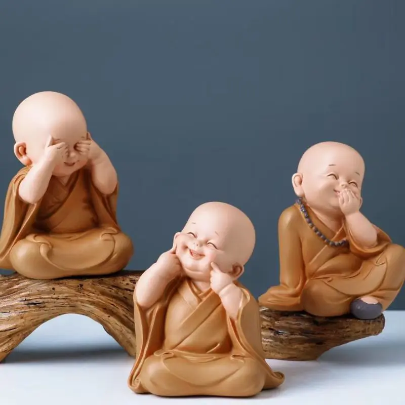 1pc Monk Figurines Car Decoration Crafts,Home Decor Kungfu Monks Figure Car Ornament Buddha Boy Accessories Figurines Tea Pet - Image 5