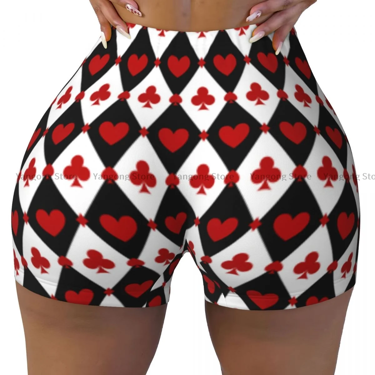 

Spandex Yoga Shorts for Women Poker Cards Symbols Workout Booty Shorts