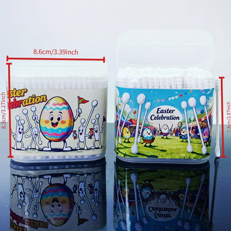 200 قطعة عيد الفصح تحت عنوان برأسين المسمار ملعقة مسحات القطن للبالغين ، أرنب بيضة عيد الفصح مهرجان أعواد قطنية العصي