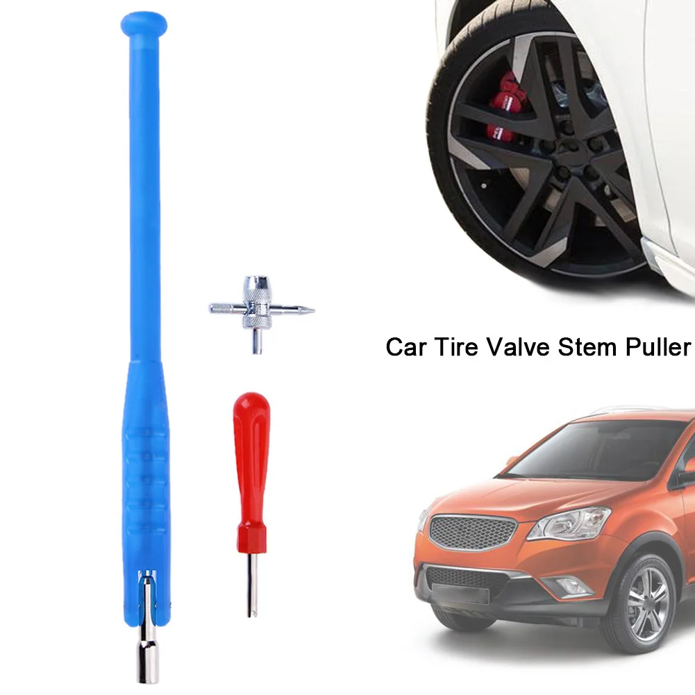 Plastic Tire Valve Stem Puller Tube Metal Tire Repair Tools Valve Stem Core Remover for Truck Car Bike Motorcycle