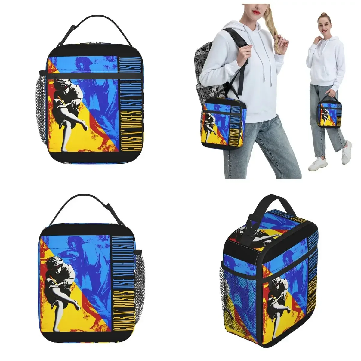 Guns N Roses Use For Illusion Rock Band Insulated Lunch Bag Food Container Portable Cooler Thermal Lunch Boxes For Travel