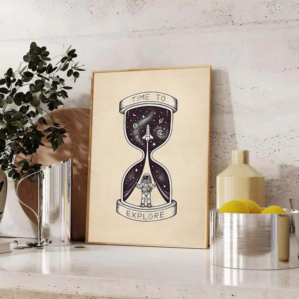 رائد فضاء الفضاء قماش جدار الفن غالاكسي الكون طباعة ريترو الخيال العلمي ديكور هدية ديكور المنزل