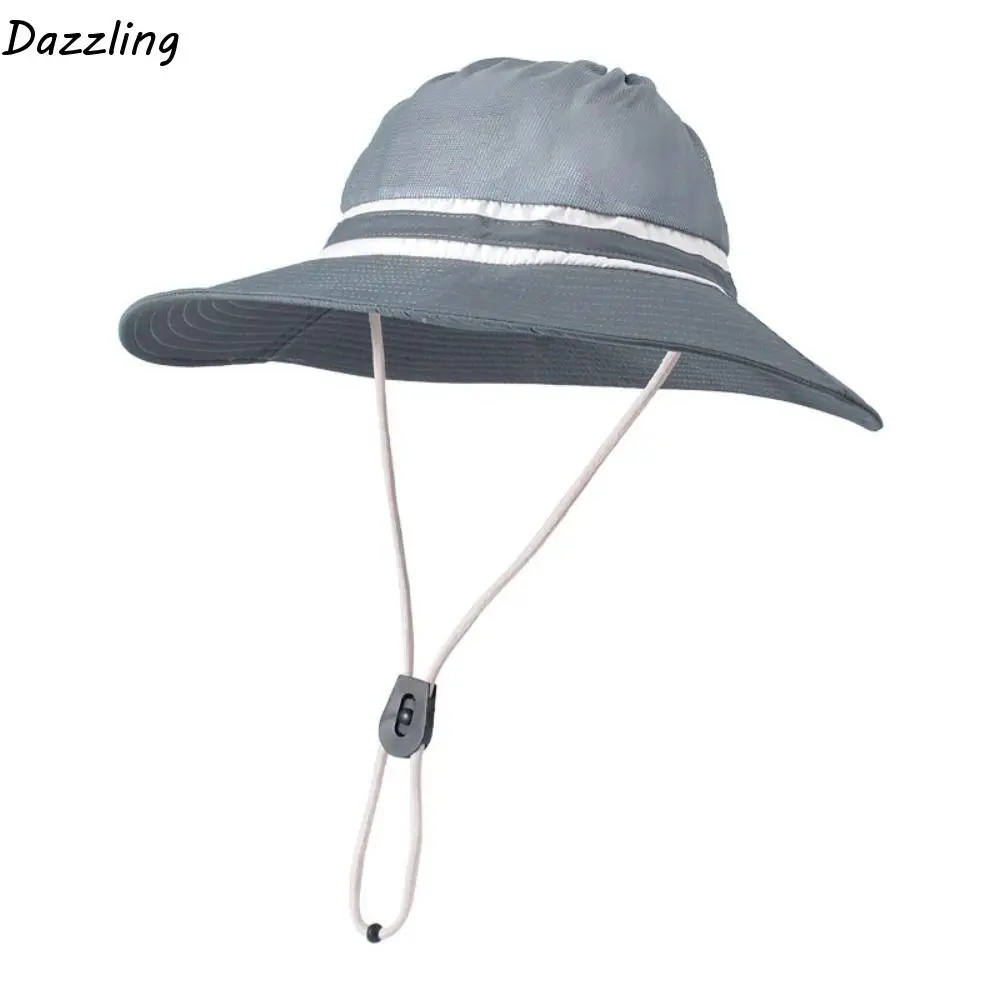 

Fashion Mesh Foldable Bucket Hat Empty Top UV Protection Outdoor Sun Hat Portable Sunscreen Fisherman Cap Men