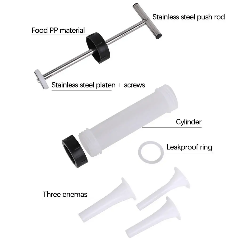 Sausage Maker Meat Stuffer Hot Dogs Stuffing Machine with 3 Filling Nozzles