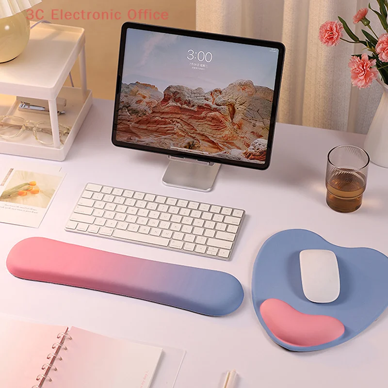 Alfombrilla de ratón de espuma viscoelástica con Base de goma antideslizante, cojín ergonómico de soporte para muñeca para oficina, hogar, ordenador portátil y escritorio