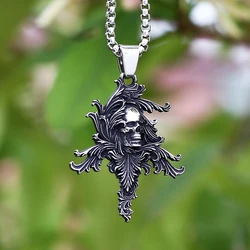 Engrave Name Punk Rock Dropshipping Men's 316L Stainless Steel Skull Pendant Necklace Man Gothic Jewelry Boyfriend Gift