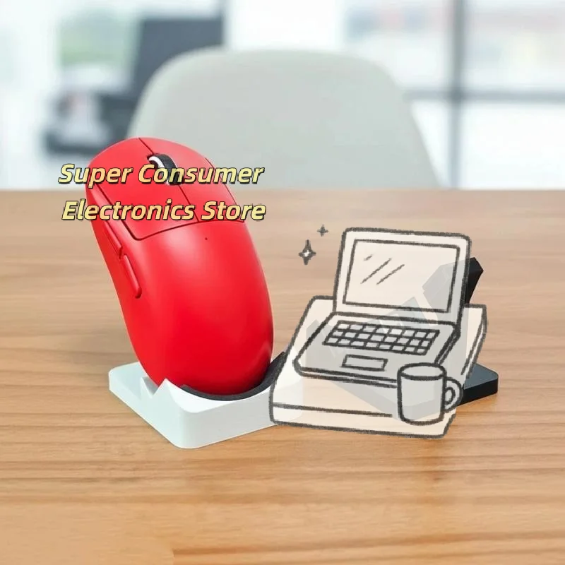 3D Printed Desktop Mouse Stand Waterproof Wear-resistant Monitor Holder Creative Ornament for Home Workstation Use 1 PCS