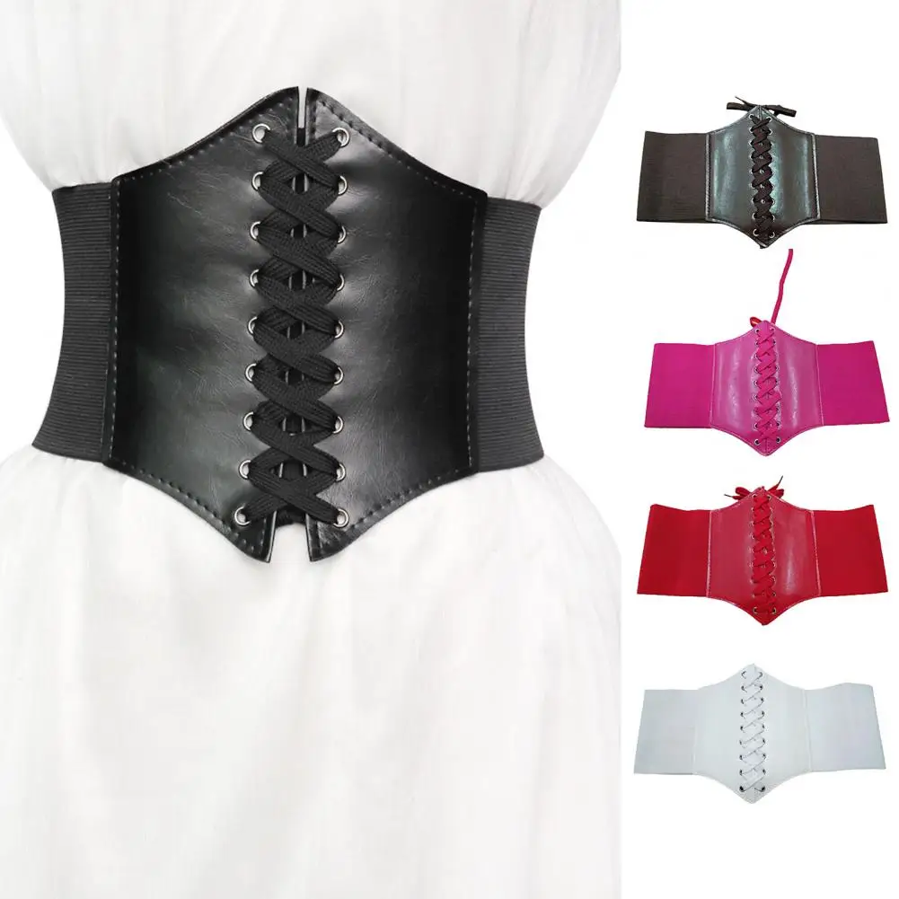 Fashion Corset Wide Belts Faux Leather Slimming Body Shaping Girdle Belt for Women Elastic Tight High Waist for Daily Wear