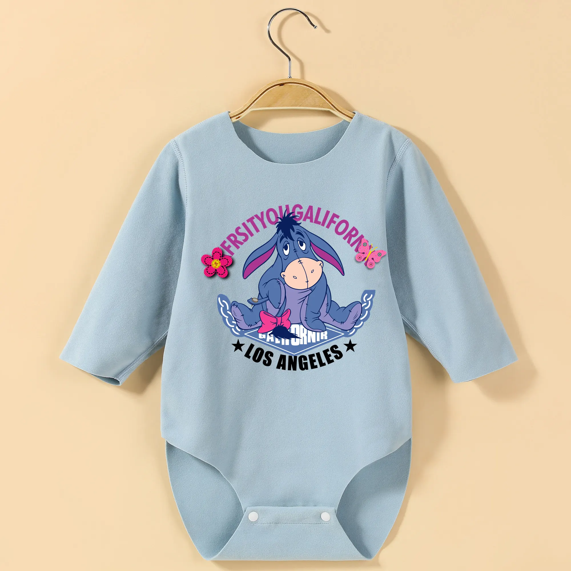 

MINISO&Winnie the Pooh Long sleeves Baby Bodysuit Onesie For Height 60-90CM Exquisite Print Baby Cloths Comfortable Jumpsuit