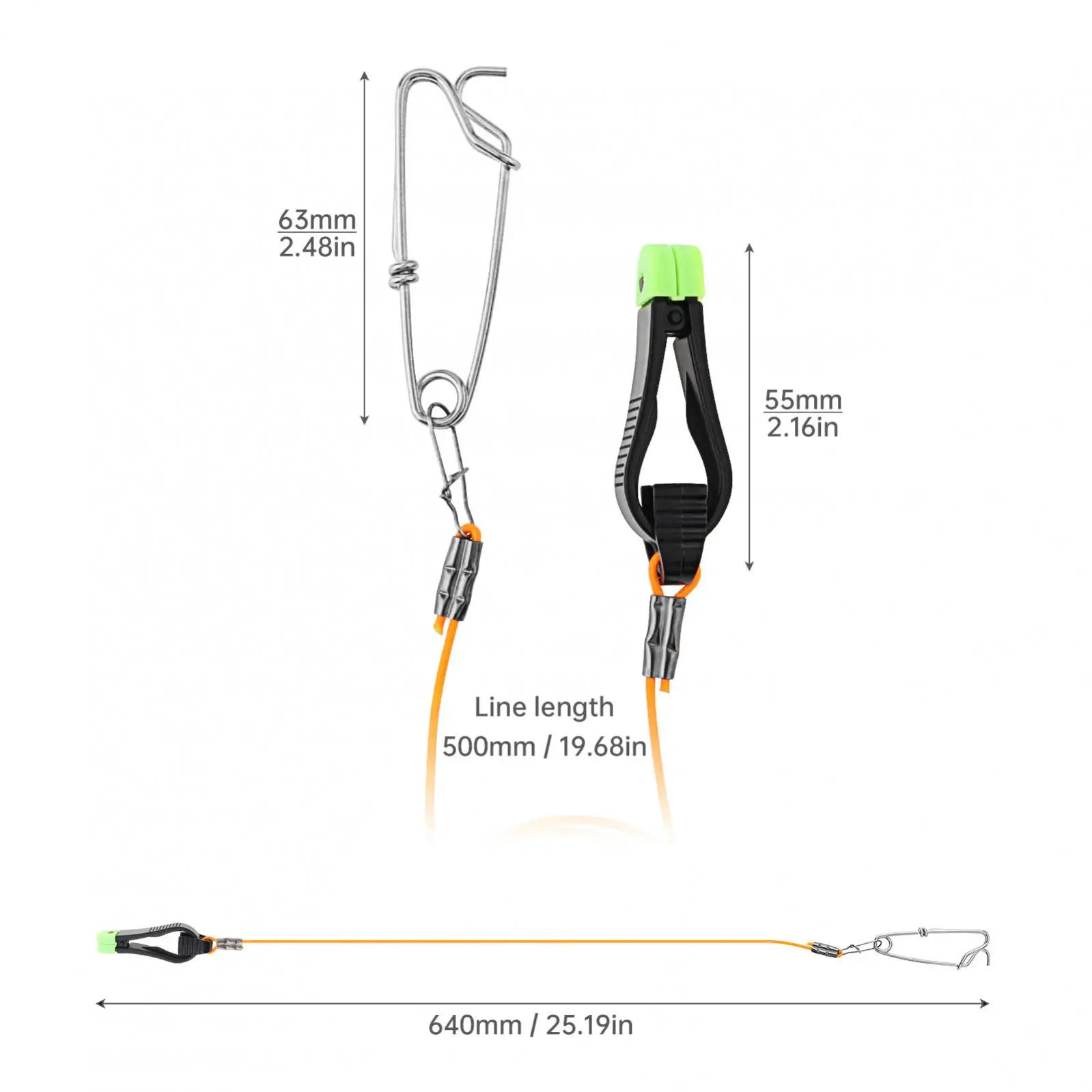 Total Length 13 inch / 25 inch Grip Line Release Clip for Downrigger Trolling Kites Offshore Fishing with Snap