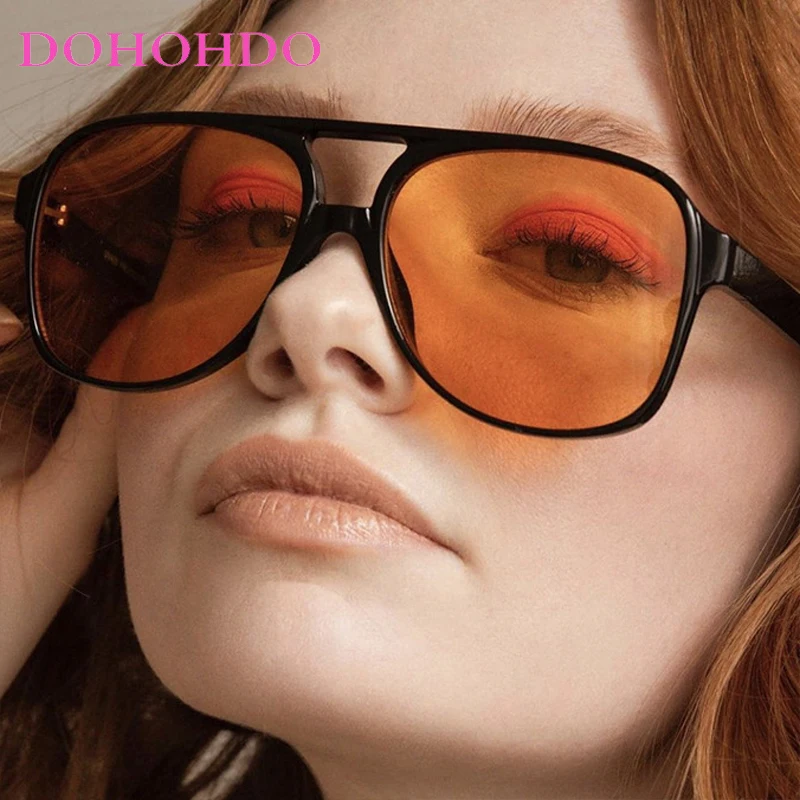 

Vintage Twin Bridge Oversized Pilot Women Sunglasses Luxury Brand Designer Men Sun Glasses Outdoor Driving Travel Eyewear UV400