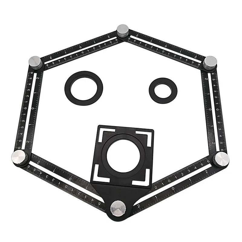 6-fach-Set, Konstruktion, Winkelmesslineal, Aluminiumlegierung, perforierte Form, Vorlage, Werkzeug, Locator, Bohrführung, Fliesenloch – Detail 6