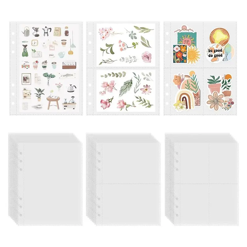 

AT93-A5 Size-30 Sheets Binder Inserts-Clear Double Sided Plastic Sleeves For Storing For Photos, Cards& Stickers Storage