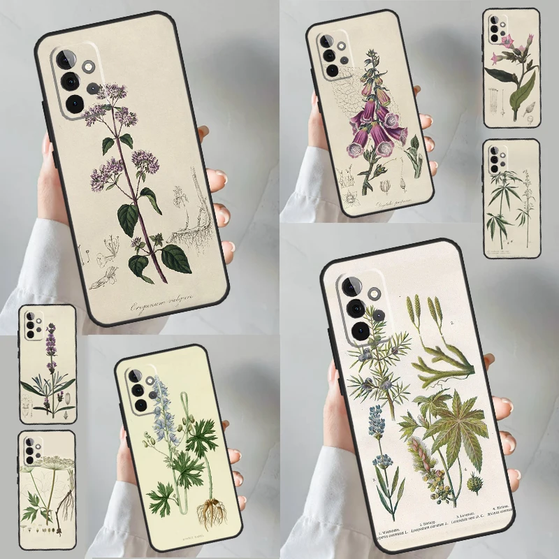 Botanical Drawings Flowers Plants Case For Samsung Galaxy A52 A32 A12 A14 A24 A34 A54 A13 A23 A33 A53 A73 A11 A51 A71 Cover