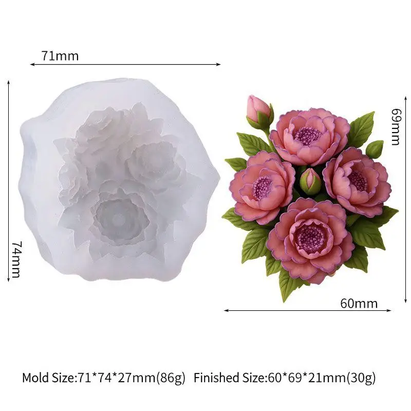 Geruchlose, Antihaftbeschichtete, Wiederverwendbare Silikon-Blumenformen für Kerzen-, Seifen-, Epoxidharz- und Kuchendekoration – Detail 9