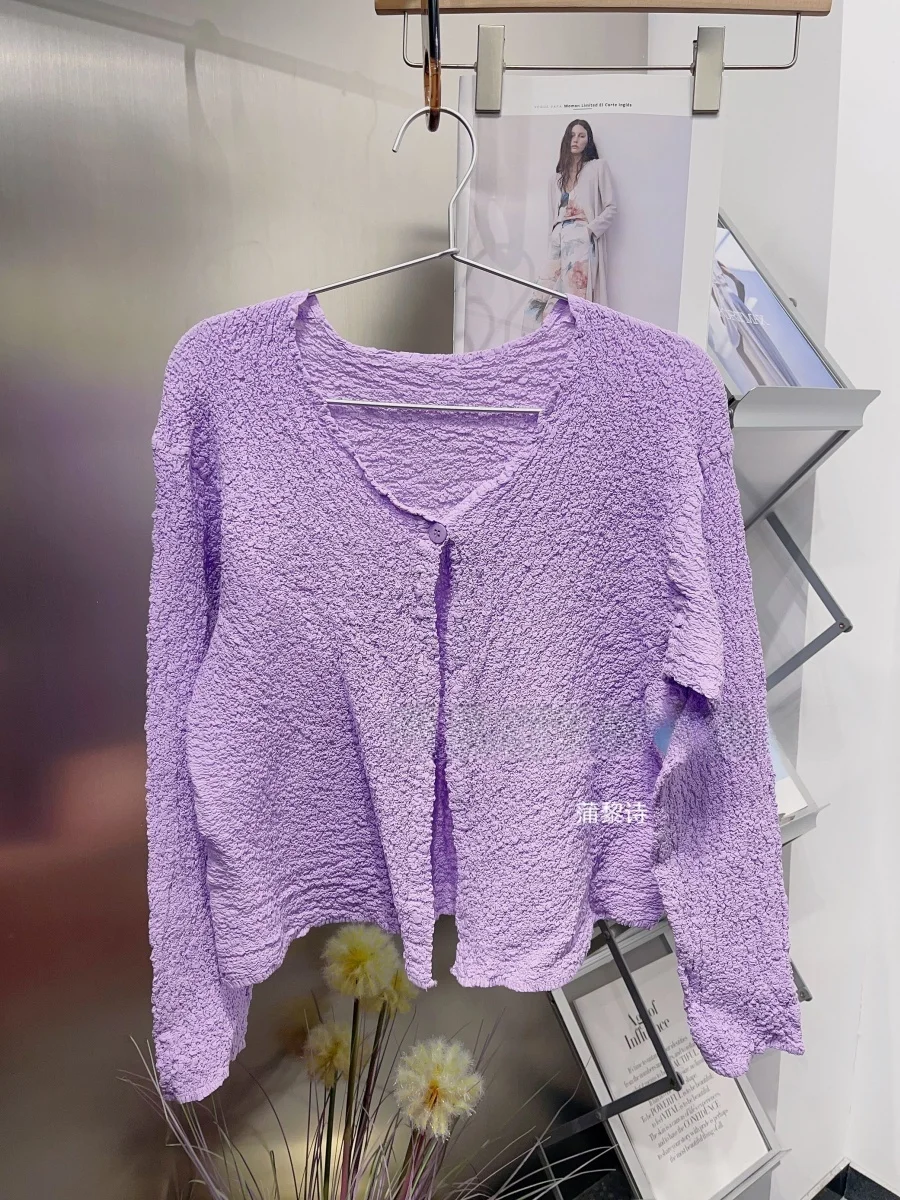 

Новый универсальный кардиган-жакет с круглым вырезом, однотонный, с текстурой, на одной пуговице, повседневный, женский, укороченный