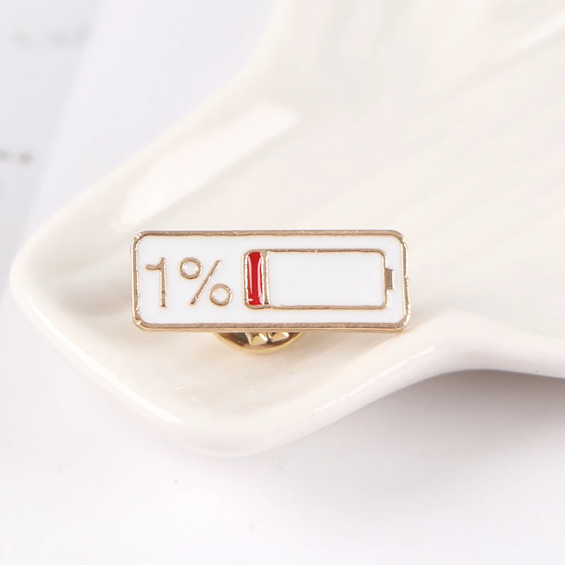 Battery energy metal brooch 99% 1% saving battery energy enamel brooch badge lapel brooch button creative jewelry gift