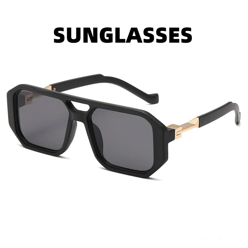 

Trendy Retro Art Modern Double Beam Box Sunglasses Fashion Street Photography Sunscreen Sunshade Glasses UV400 Shades Eyewear