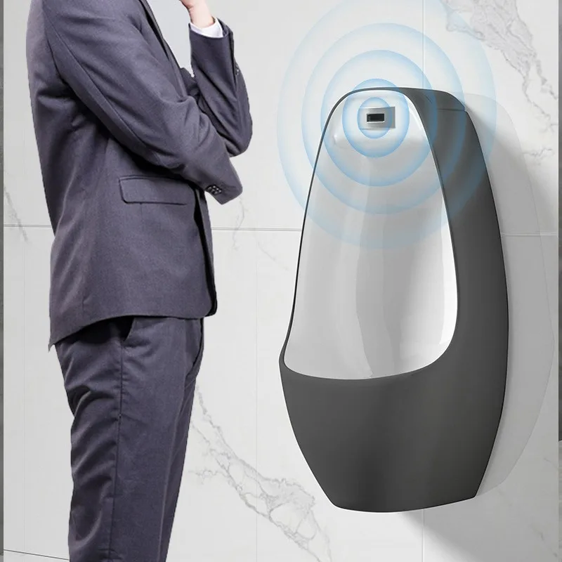 Ceramic Men's Urinal Sensor with Flushing Utensils Hanging Automatic Bathroom Installation Men's Urinal