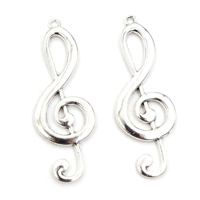 10pcs 61x22mm Antique Silver Plated Music Note Treble Clef Handmade Charms Pendant:DIY Jewelry Findings Supplies