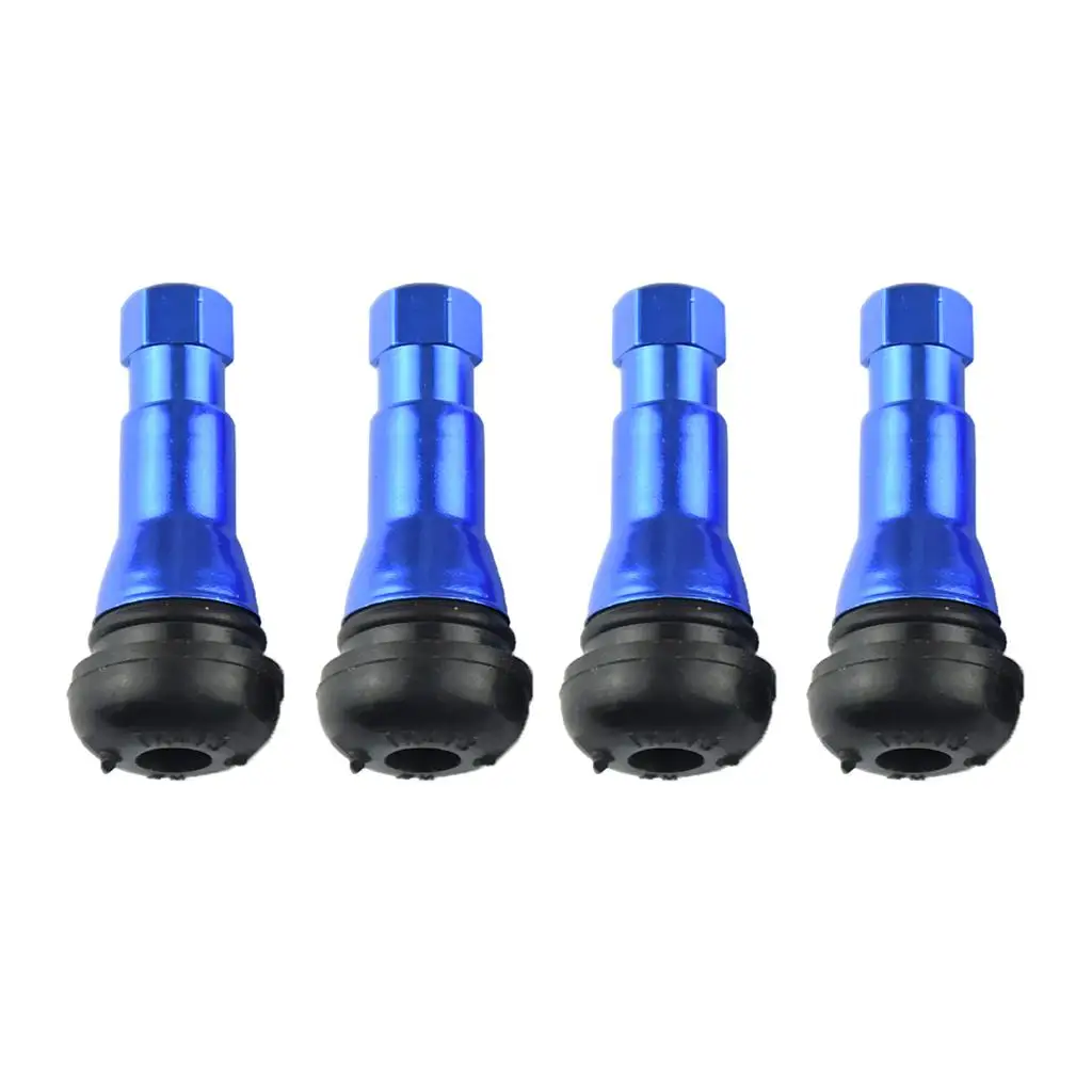 4pcs Blue TR413 Outer Mount Aluminum Wheel Tire Stem Car Rust Proof Rubber construction outstanding weather resistance