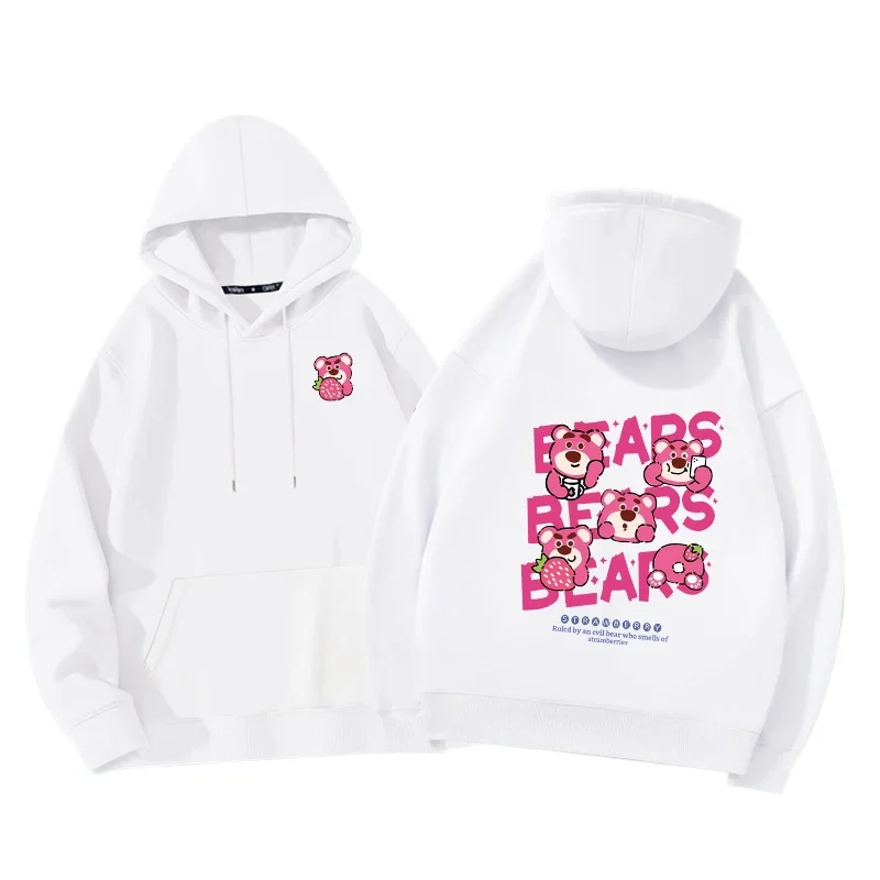 Couple Hoodie Women\'s Hoodie Spring and Autumn Thin 2024 New Lotso Strawberry Bear Disney Cartoon Style Women\'s Hoodie Coat