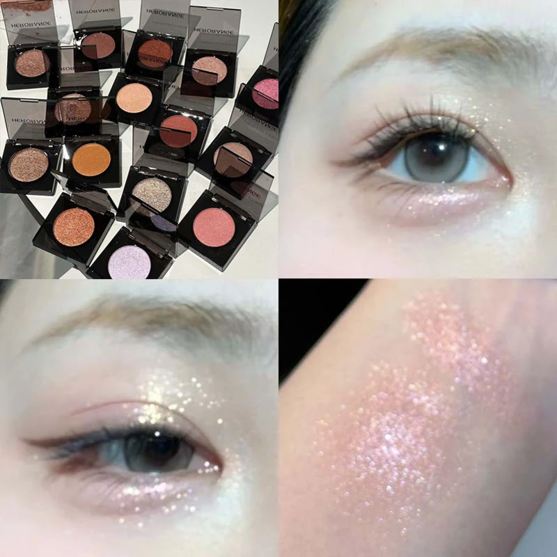 Sombra de ojos con purpurina de diamante, 16 colores, naranja nacarado brillante con paleta resaltadora brillante, Cosméticos de maquillaje de ojos de larga duración