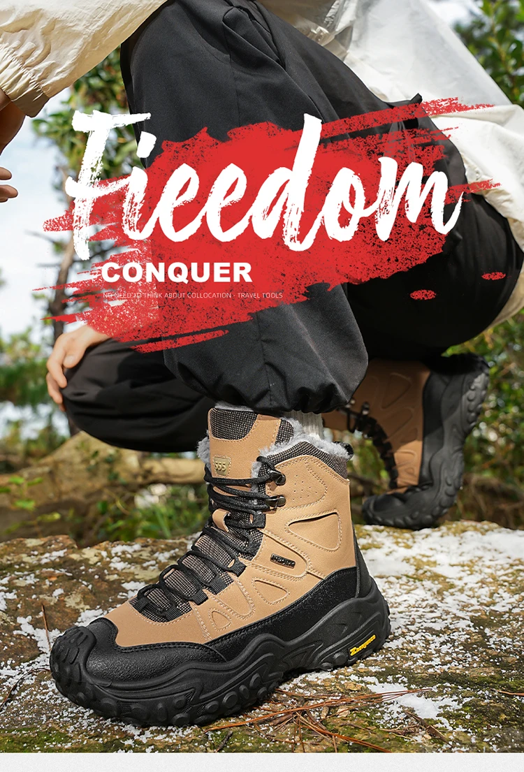 Herren-Outdoor-Hochschuhstiefel für Herbst und Winter, große Größen, mit Fleece gefüttert, warm, lässig, sportlich, Schneestiefel, geeignet für Herbst- und Winter-Outdoor-Wanderungen, Reisen und Pendeln – Detail 1
