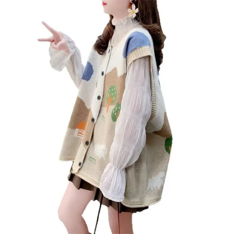 Knitted vest for women spring and autumn 2025 new loose outer cardigan waistcoat fashion sleeveless tops jacket for women