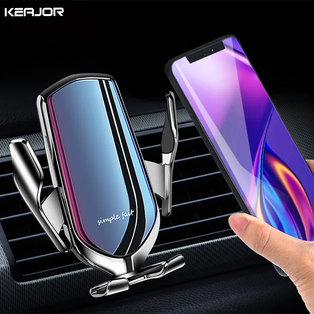 

Wireless Car Charger Mount for Samsung Galaxy S24 S23 S22 Auto-Clamping Air Vent Car Phone Holder for iPhone Xiaomi Car Charger