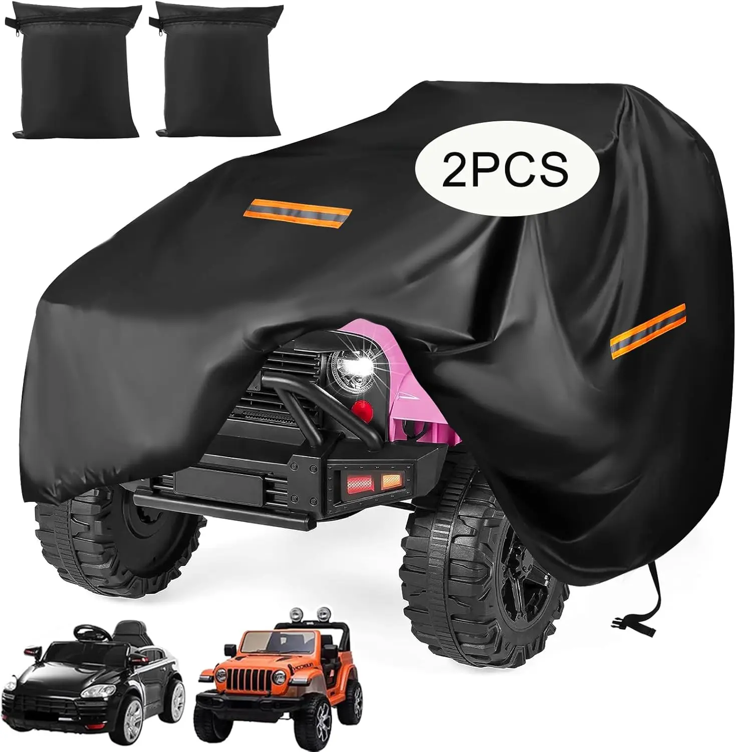 

Waterproof Kids Ride-On Car Cover, 2-Pack with Reflective Strips for All-Season Outdoor Protection