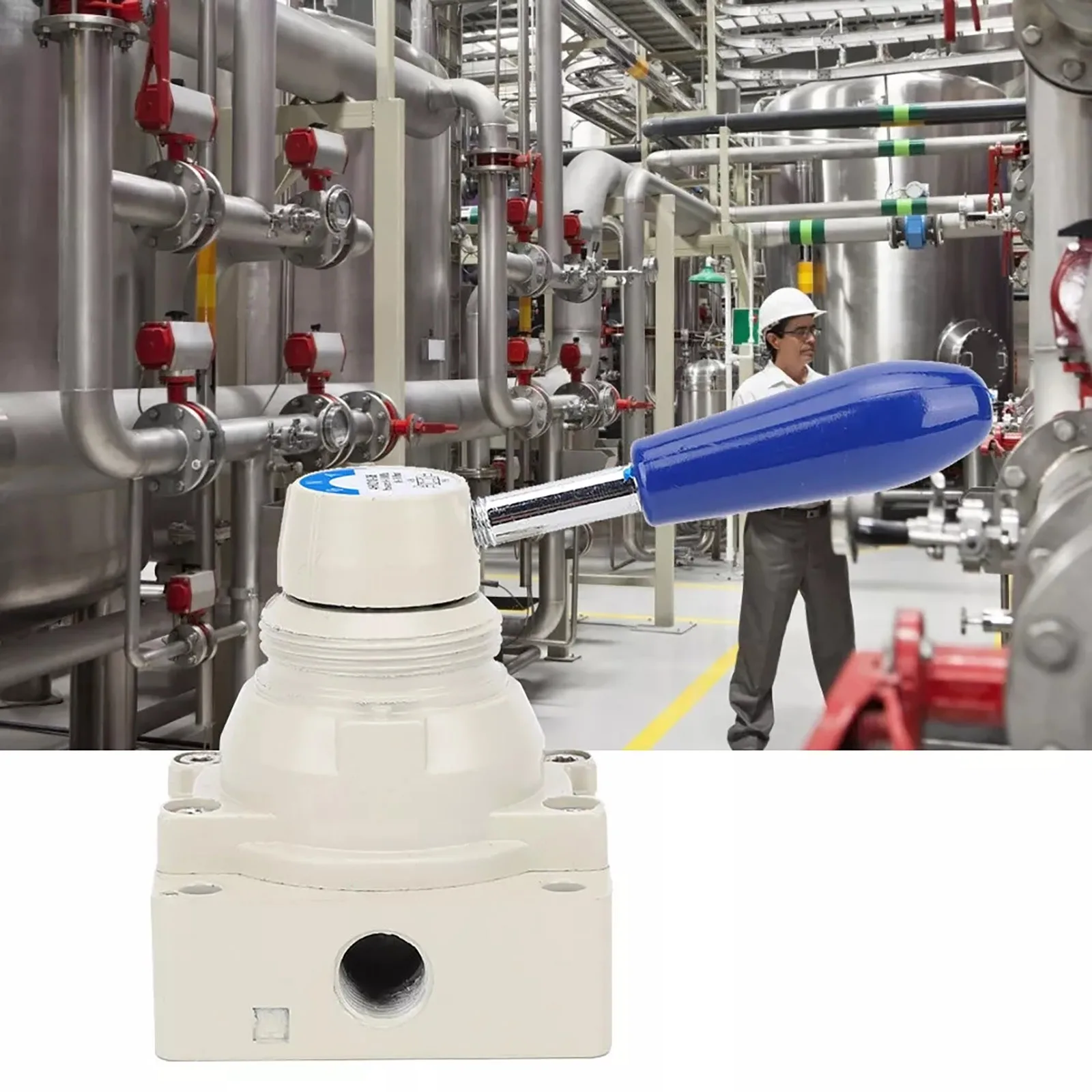 4/2 Way Hand Lever Pneumatic Valve PT1/4 Manual Air Directional Control Valve 0-145PSI Aluminum Alloy for Pneumatic System