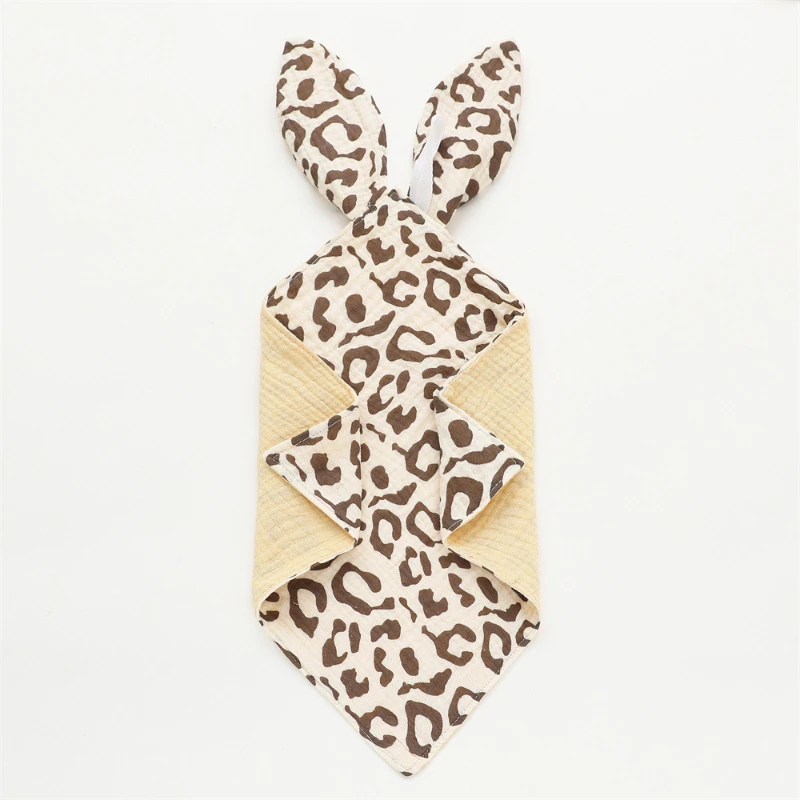 

Baby Rabbit Ears Security Blanket, Pure Cotton Gauze Double-Layer Drool Bib Burp Cloth, Square Swaddle Blanket for Infant, INS​​