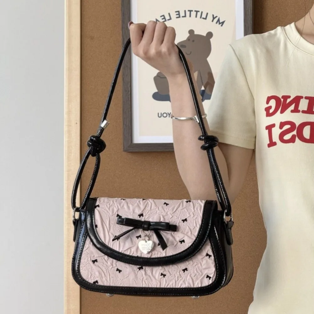 

Korea Minority Moda Panelled Shoulder Bags Female Bow New Patchwork Exquisite Luggage All-match Daily Casual Women's Handbags