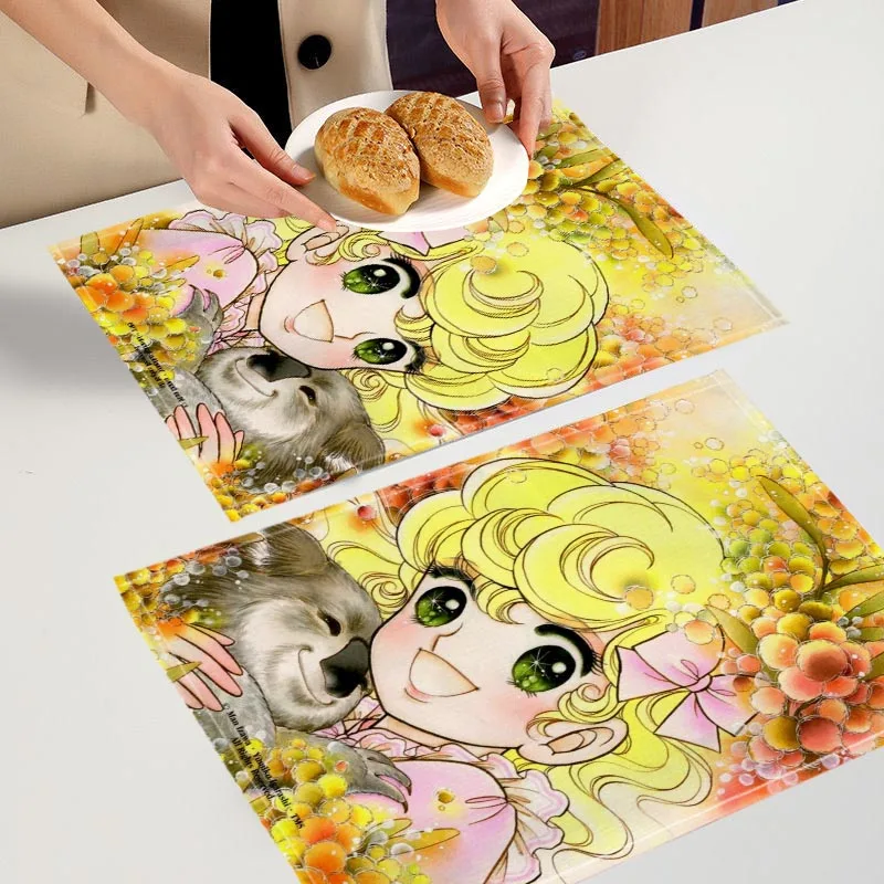 2PC Lady Georgie Colour Girl Anime Placemat For Kitchen Bar Bowl Pad Non-slip Heat Resistant High Quality Linen Table Mat 7.10